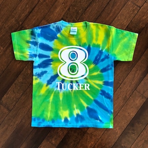 Tie Dye Shirt | 8th Birthday Shirt | Boy Tie Dye Shirt | Girl Tie Dye Shirt | Boys Birthday | Girls Birthday | Personalized Kids Birthday