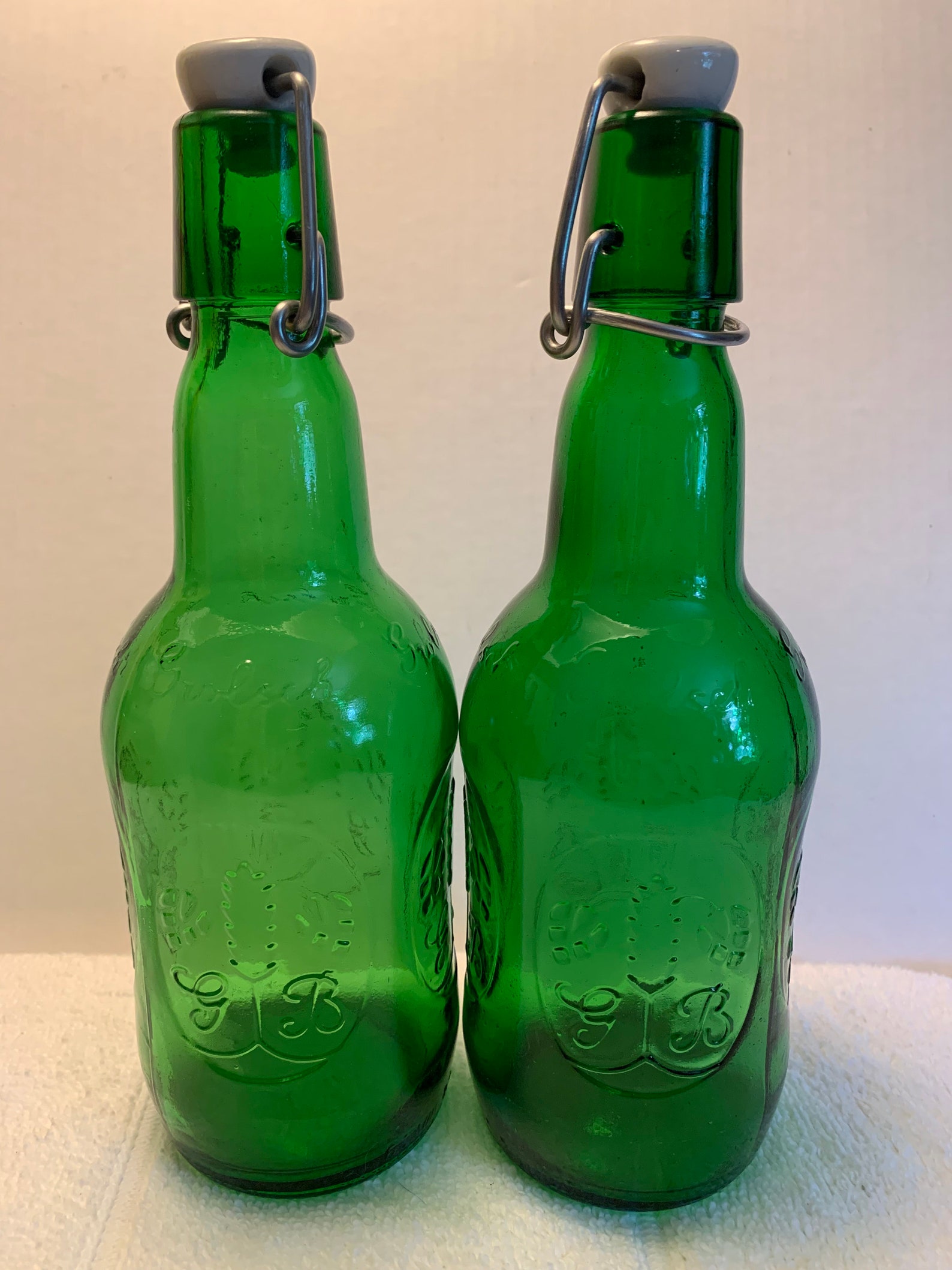 Vintage set of 2 Green Grolsch Bottles w/porcelain swing top Etsy