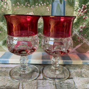 Thumbprint Clear and Red Goblets - Etsy