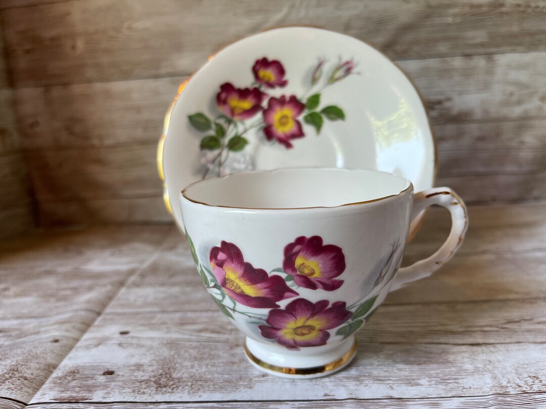 Vintage Delphine Bone China Tea Cup and Saucer Etsy