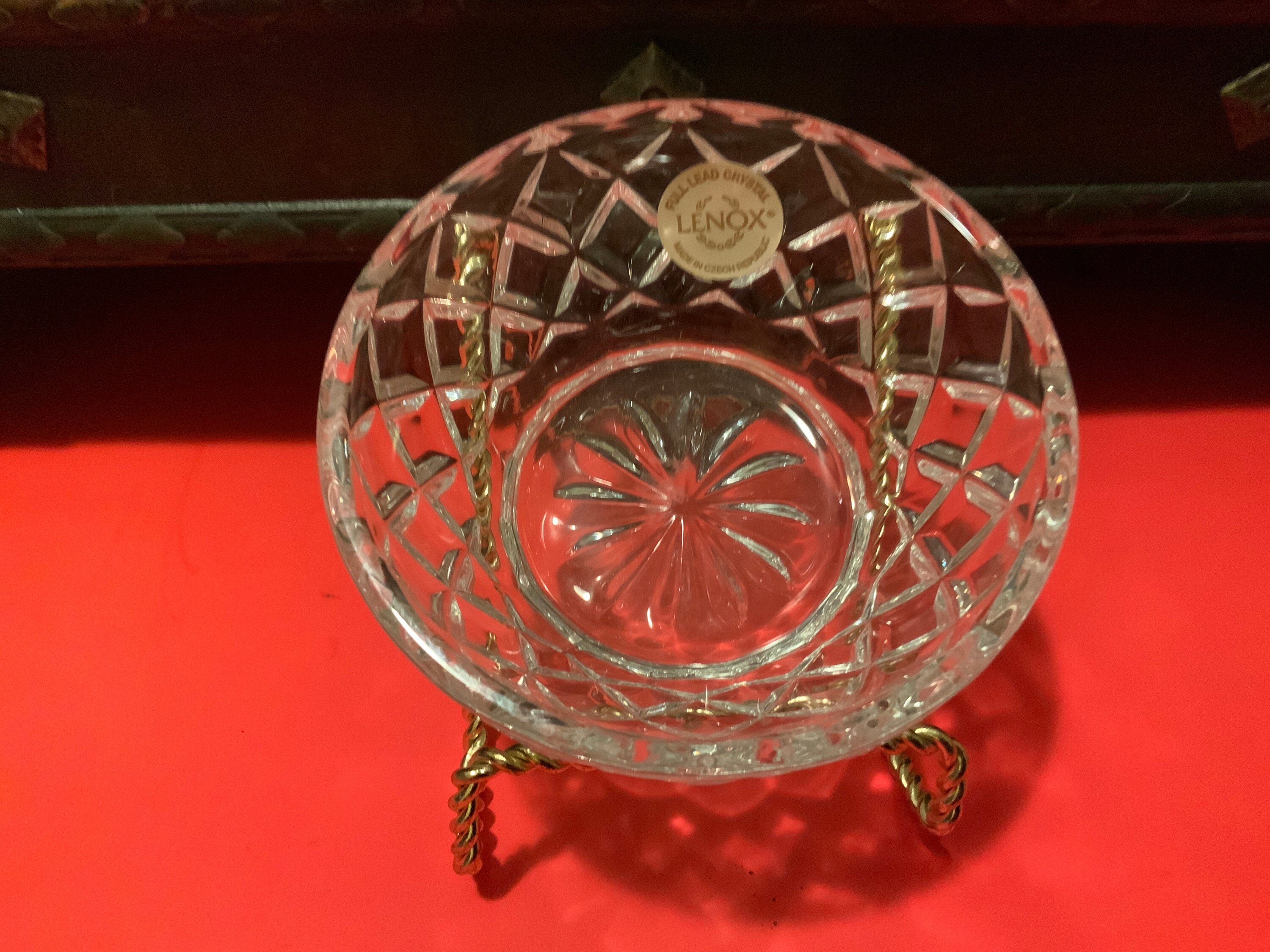 Lenox FULL Lead Crystal Bowl With Diamond Pattern Etsy