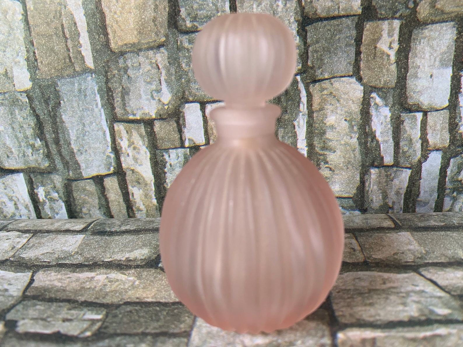 Vintage Pink Frosted Perfume Bottle Etsy
