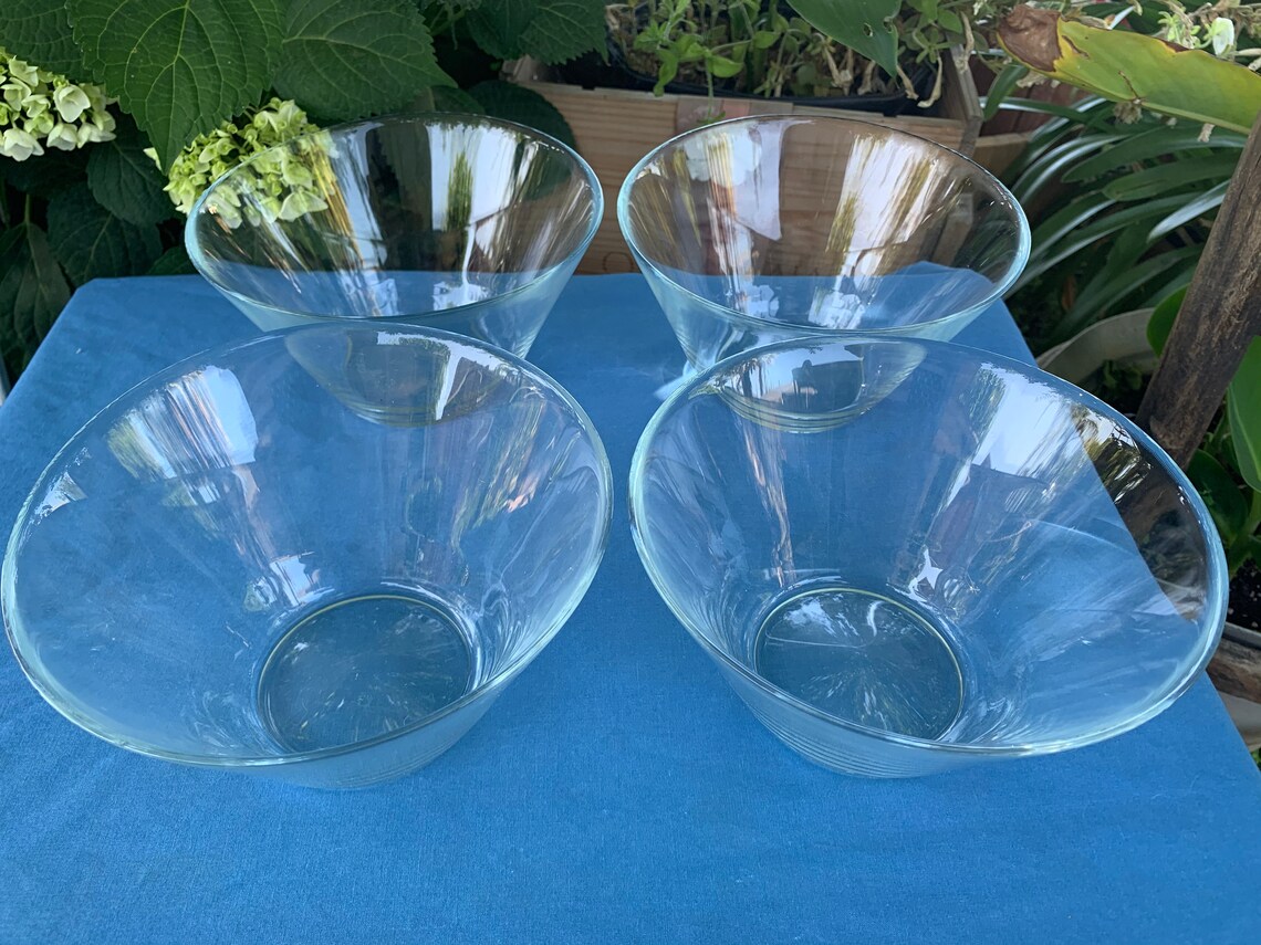 Vintage Clear Glass Large Salad Bowls By K Hagberg M Hagberg Etsy
