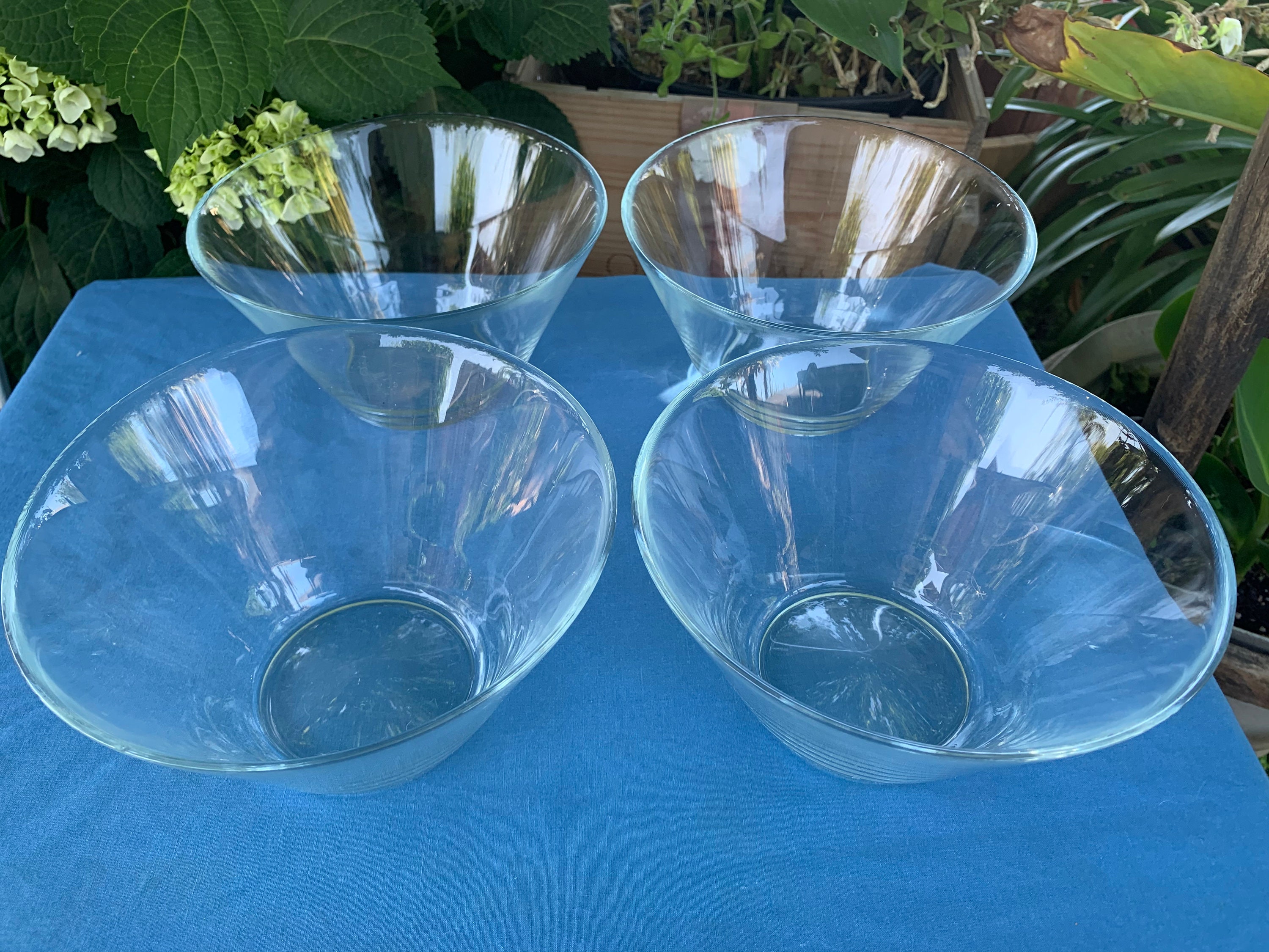 Vintage Clear Glass Large Salad Bowls By K Hagberg M Hagberg Etsy