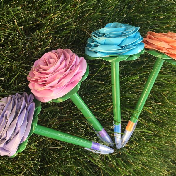 Duct Tape Flower Pen Etsy
