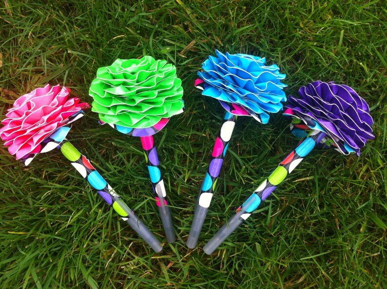 Polka Dot Duct Tape REUSABLE PEN TOPPER Flower Pen Etsy
