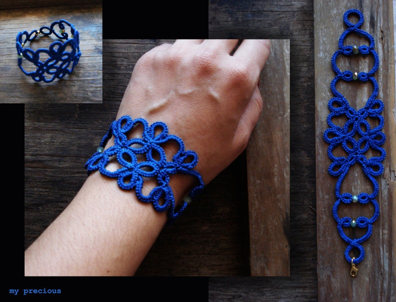 Tatted Lace Bracelet//royal Blue Bracelet//cuff - Etsy