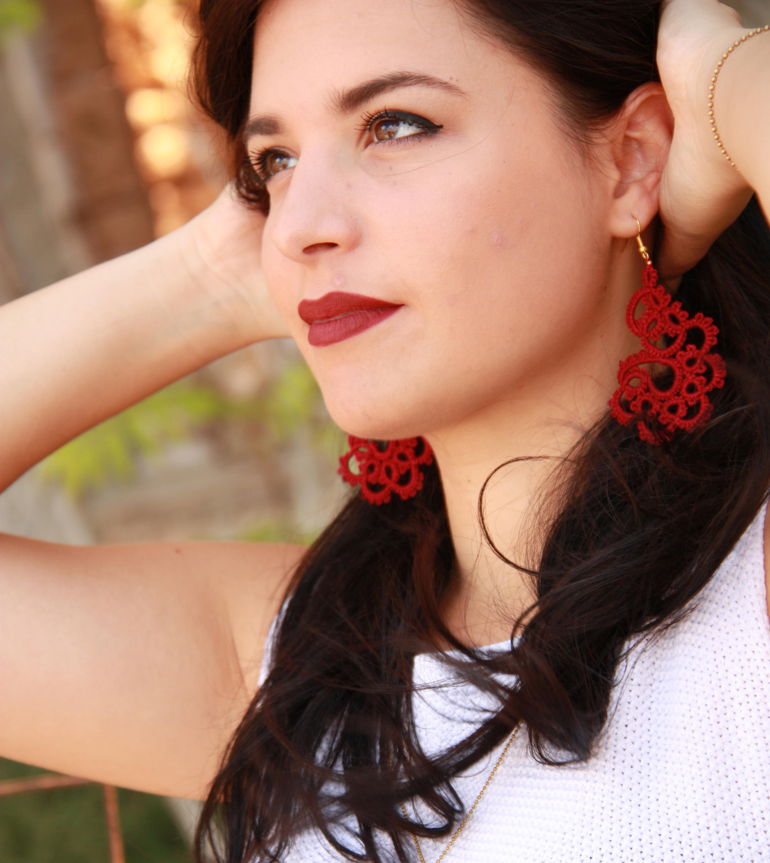 Tatted Lace Red Earrings//handcrafted Tatted Earrings//red Etsy
