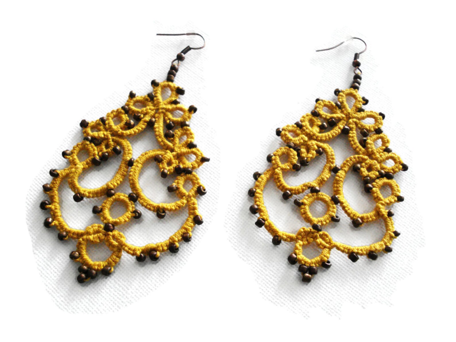 Statement lace earrings in yellow/ Lace earrings/ Lace Etsy