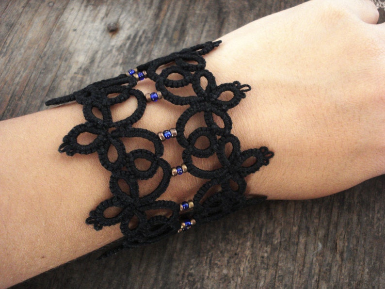 Black Lace Tatted Bracelet/lace Bracelet/tatting Etsy