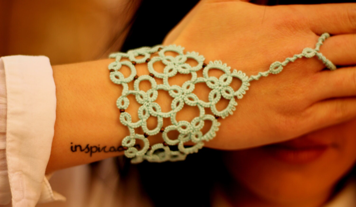 Beaded slave tatted lace bracelet//tatted bracelet//lace Etsy