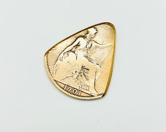 Coin Guitar Pick  -- 1901 English Penny Plectrum