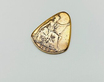 Coin Guitar Pick  -- 1935 English Penny Plectrum