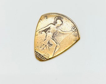 Coin Guitar Pick  -- 1920 English Penny Plectrum