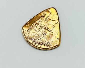 Coin Guitar Pick  -- 1927 English Penny Plectrum