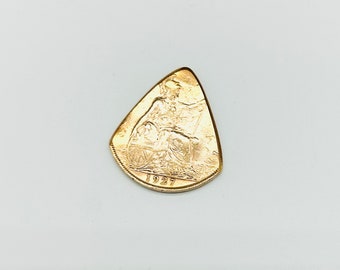 Coin Guitar Pick  -- 1927 English Penny Plectrum