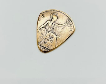 Coin Guitar Pick  -- 1927 English Penny Plectrum