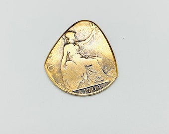 Coin Guitar Pick  -- 1903 English Penny Plectrum