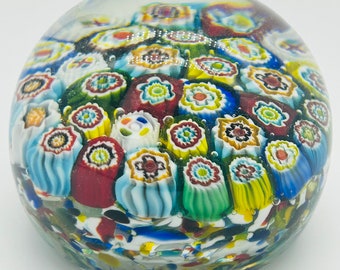 Vintage Murano Millefiori Paper Weight - Multicolored - Marked Italy