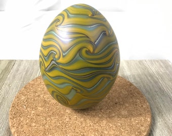 Art Glass Egg - Blown Glass - Studio Signed Vandermark Glass