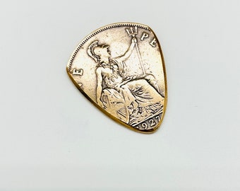 Coin Guitar Pick  -- 1927 English Penny Plectrum