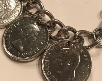 Charm Bracelet - Vintage Canadian Coin Jewelry - Canadian Penny