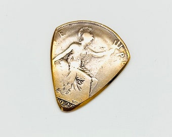 Coin Guitar Pick  -- 1920 English Penny Plectrum