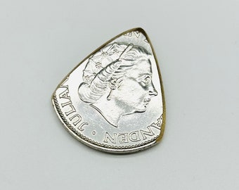 Coin Guitar Pick  -- 1960 Juliana Netherlands Two and a Half Silver Guldens