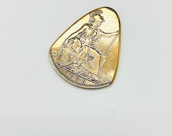 Coin Guitar Pick  -- 1936 English Penny Plectrum