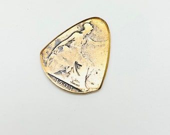 Coin Guitar Pick  -- 1904 English Penny Plectrum