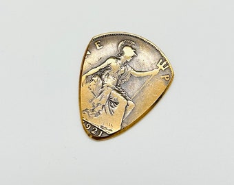 Coin Guitar Pick  -- 1921 English Penny Plectrum