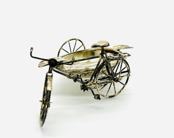 Mexico Sterling Silver Bicycle with Sidecar Ashtray - J Gratacos