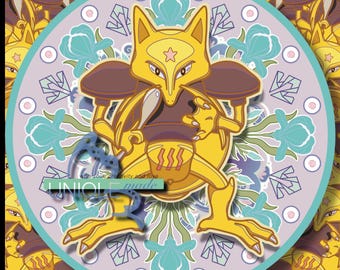 Psychic Type Jugendstil inspiriert Kadabra Pokemon Circle Sticker