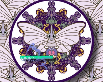 Bug/Poison Typ Jugendstil inspirierter Venonat und Venamoth Pokemon Circle Sticker
