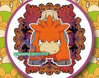 Fire/Ground Type Art Nouveau inspirierter Camebruch Pokemon Circle Sticker