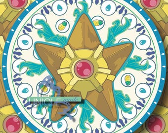 Wasser Typ Jugendstil inspiriert Staryu Pokemon Kreis Aufkleber