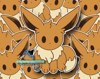 Normaler Typ Chibi-Stil Eevee Pokemon gestanzter Eevee-Aufkleber süß