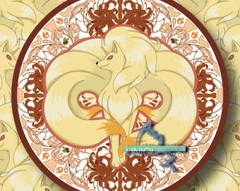 Fire Type Jugendstil inspiriert Ninetales Pokemon Circle Sticker