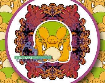 Fire/Ground Type Jugendstil inspirierter Numel Pokemon Circle Sticker