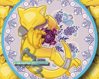 Psychic Type Jugendstil inspiriert Abra Pokemon Circle Sticker