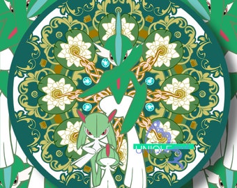 Fighting/Psychic Type Art Nouveau inspirierte Ralts, Kirlia und Gallade Pokemon Circle Sticker