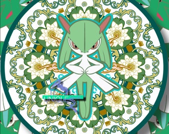 Feen-/Psychic-Typ-Jugendstil-inspirierter Kirlia – Grüne Version Pokémon-Kreisaufkleber