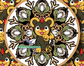 Feuer/Normaler Typ Jugendstil inspiriert Litleo Pokemon Matte Kreis Aufkleber