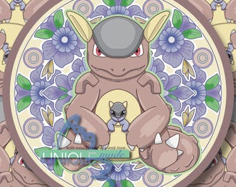 Normaler Typ Jugendstil inspiriert Kangaskhan Pokemon Circle Sticker