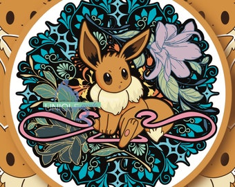Normaler Typ Jugendstil inspiriertes Evoli Pokemon Kreis Sticker