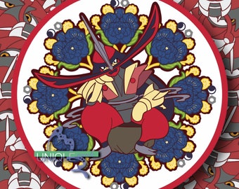 Dark / Steel Type Jugendstil inspirierte Kingambit Pokemon Circle Sticker