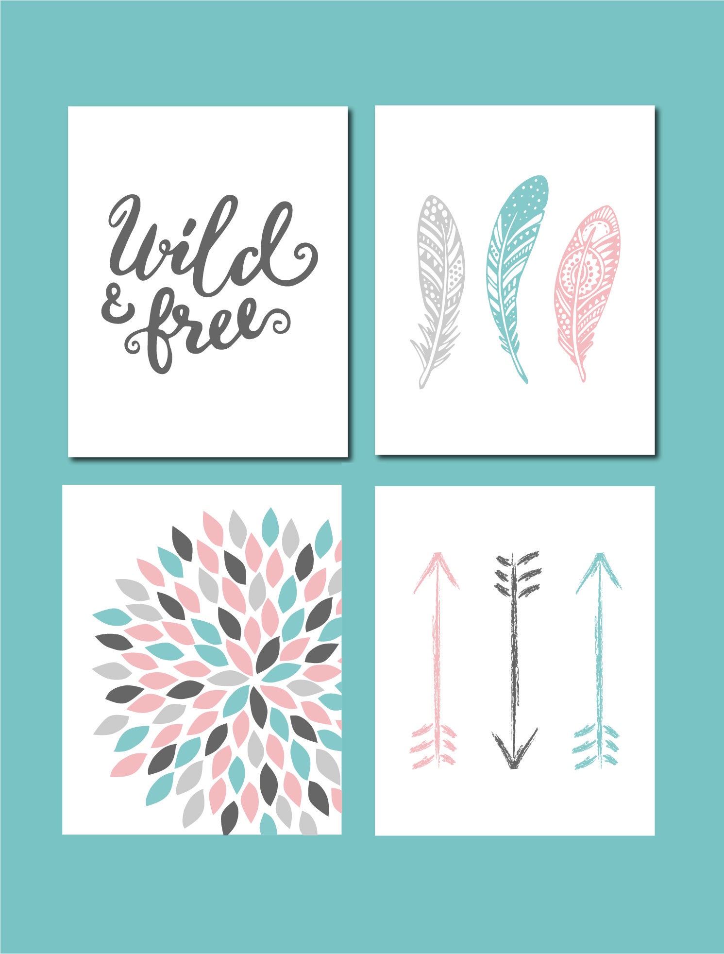Tribal prints Set of 3 nursery wall art prints Girls Room Decor Playroom Posters 8x10 |16x20 Boho nursery wall art Childrens Art