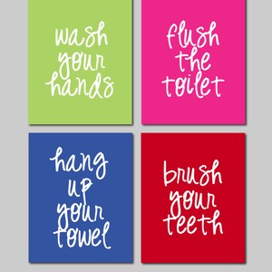 Kids Bathroom Art, Kids Bathroom Decor, Bathroom Art Prints, Printable Art, Bathroom Wall Decor, Bathroom Art, 8&quot;x10&quot; set of 4