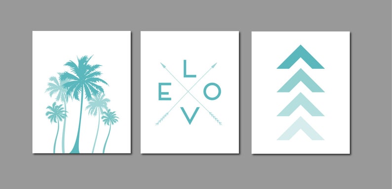 Teen Girl Room Decor, Teen Girl Wall Art, Palm Tree Print, Girls Room Art, California Wall Art, Love Arrow Print, Arrow Art, Love Print image 1