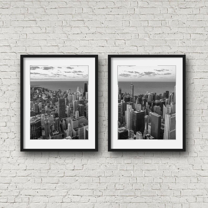 Chicago Wall Art Chicago Skyline Black and White City Etsy
